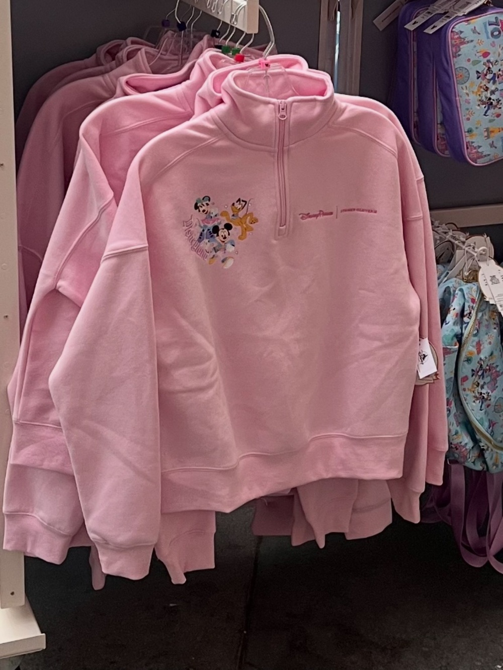 Stoney Clover Lane 2025 Disney Park Pink 70th Anniversary 1/4 Zip Sweatshirt - Picture 2 of 2